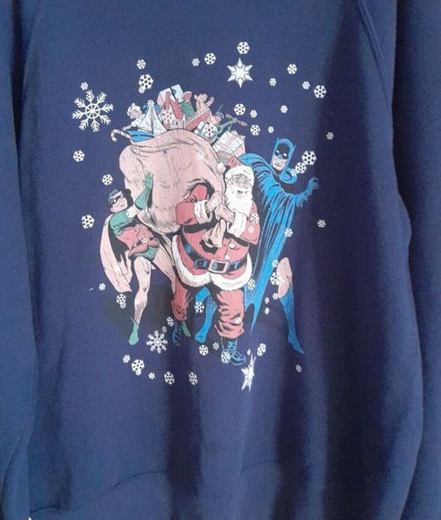 DC Comics Originals Mens Batman Robin Santa Sweatshirt Christmas Navy - Small - Picture 3 of 9